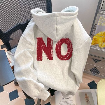 愛依依  帽T 連帽上衣 大學T 學院風 加絨保暖衫 S-3XL秋冬銀狐絨寬鬆百搭休閒學生上衣外套-9091.