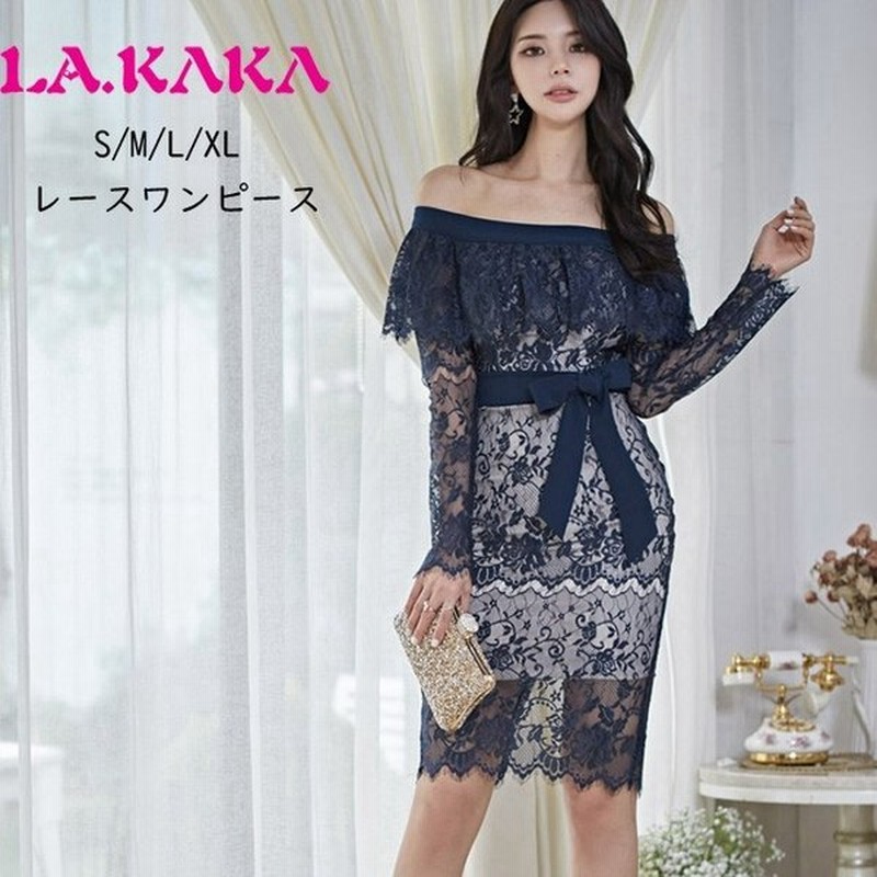 レース柄ひざ丈長袖ドレス ドレスキャバワンピース ワンピース 通販 Lineポイント最大0 5 Get Lineショッピング
