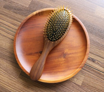 【義賣特惠】遠紅外線專利奢華柚木24K金黃金梳(銅針加贈清潔刷)