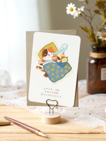 貓咪明信片心意卡-(淺啡)