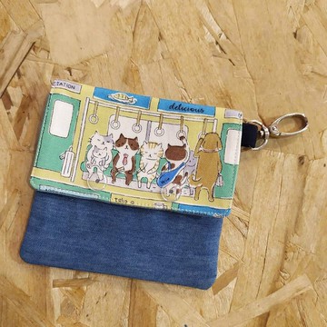 零錢小方包/零錢包/貓咪電車