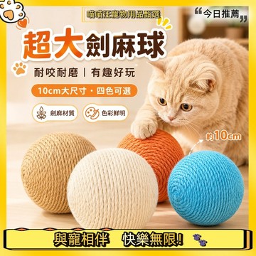 【喵喵汪甄選】🐱超大10cm劍麻貓抓球 貓咪磨爪球 貓咪互動球 耐抓耐咬 四色可選 貓咪磨爪解悶玩具 室內互動玩具球