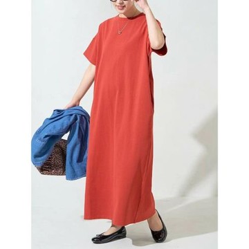 日系T恤連衣裙女純色慵懶風時尚休閑高級寬松顯瘦居家短袖裙子