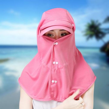 夏天護脖面罩帽子女騎電動車防塵遮臉帽戶外運動太陽帽登山防曬帽