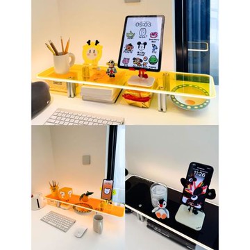 電腦增高架2026圣誕新年款紅色亞克力臺式機顯示器桌面自帶發光usb5v供電收納整理架子透明挑動者LELIO原創意