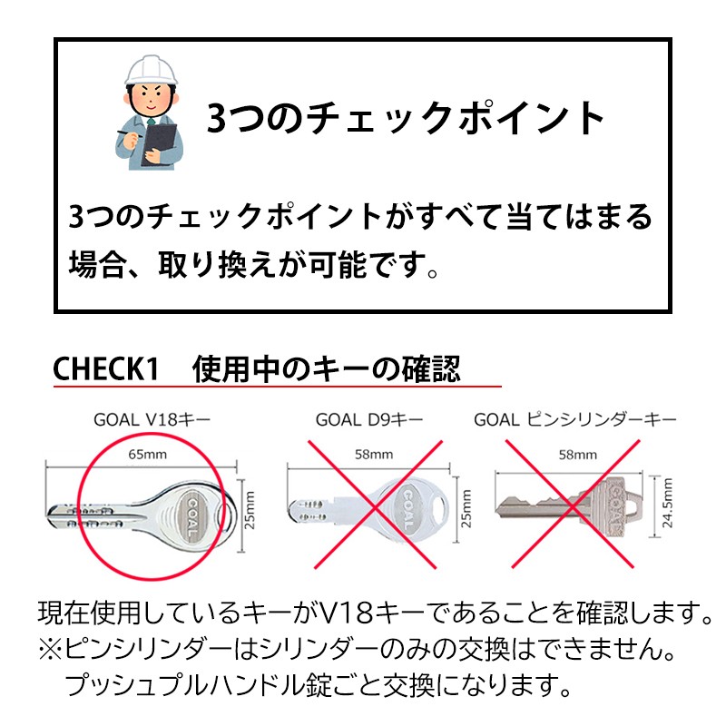 即日発送 GOAL ゴール 鍵交換 玄関 マンション ディンプル V18