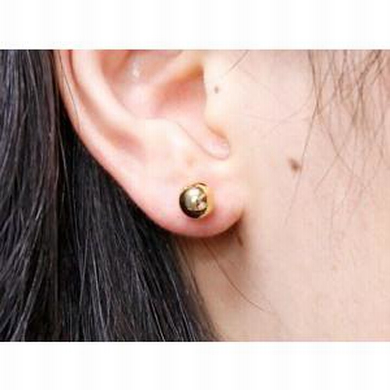 ピアス 片耳 丸玉ピアス 5mm イエローゴールドk18 選べる丸玉キャッチ