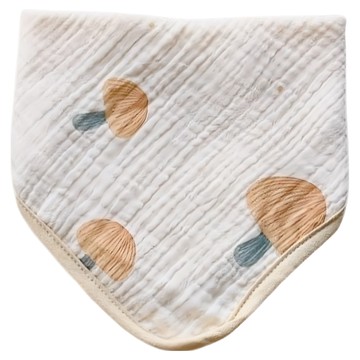 Chu-mi 啾米 四層紗兩用圍兜 25x25公分 100%棉  橘蘑菇  1個  1件