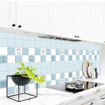 費歐家 彼岸蔚藍 300 x 60cm 廚房防油污壁貼 防水耐高溫易清潔  1張