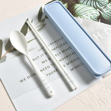 便攜餐具陶瓷筷子勺子三件套好看可愛輕奢ins網紅抖音高顏值北歐 h802