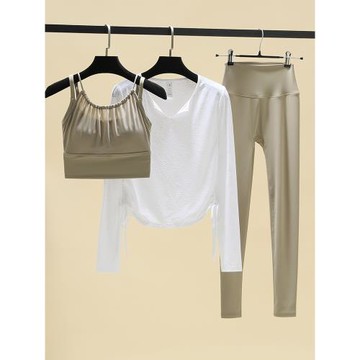 瑜伽服套裝高級感女專業跑步健身運動套裝2025新款小眾網紅三件套