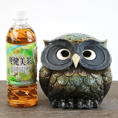 フクロウ置き物　信楽焼と木彫り 信楽焼 ふくろう 陶器 フクロウ 置物 かわいい おしゃれ ギフト