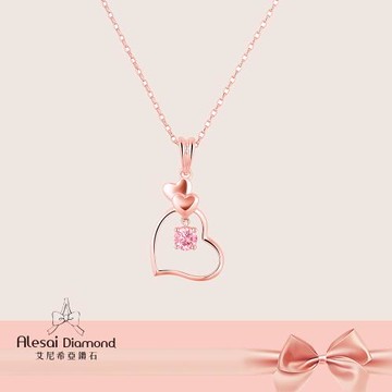 Alesai 艾尼希亞鑽石 粉紅鑽石 50分 玫瑰金 培育鑽石項鍊 培育鑽石 (3EX 車工 粉鑽 FANCY VIVID PINK)