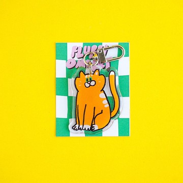 Fluffy Omelet - KEYCHAIN / PIN / PHONE GRIP - PUMPKIN CAT