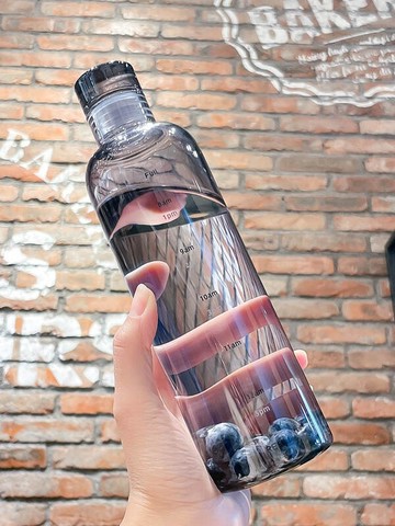 【熱賣】批發時間刻度玻璃水杯女高顏值玻璃瓶喝水目標ins簡約大容量