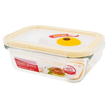 LocknLock 樂扣樂扣 輕鬆熱耐熱玻璃保鮮盒 B1C12 長方形  380ml  1個
