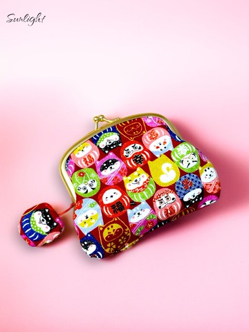 日光小巷手創日系可愛元氣貓咪狗狗達摩新款子母包口金包零錢包
