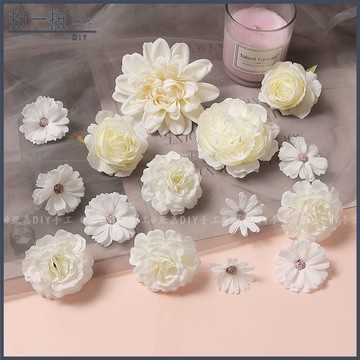 永生花🌸 白色係仿真花朵玫瑰 絹花假花 diy手作花環材料 漢服頭飾髮夾配件