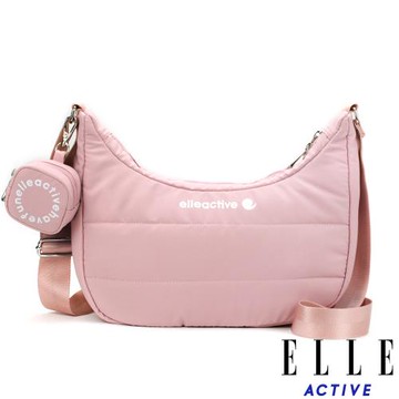 【ELLE Active】蓬蓬雲朵系列-彎月側背包/斜背包-櫻花粉
