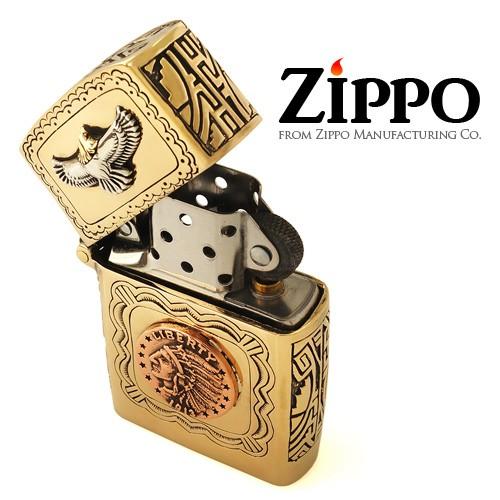 ZIPPO ジッポ ライター オールドコイン インディアンヘッド イーグル ゴールド so0532