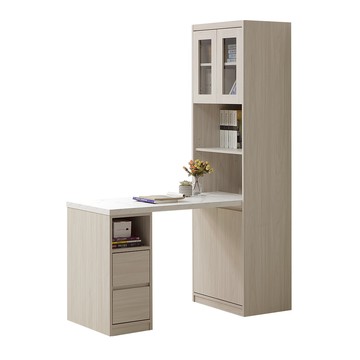 直人木業-DA極簡風白榆木L型玻璃書櫃組60公分(落地款)