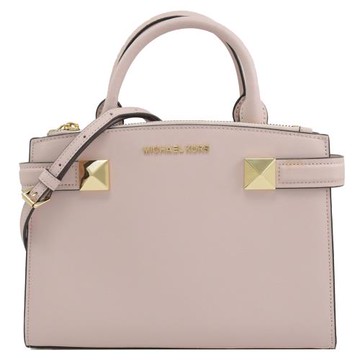【展示福利品】MICHAEL KORS Karla 鉚釘防刮皮革手提兩用包.櫻花粉