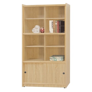 文創集 康永3尺玻璃雙推門書櫃(四色可選)-90x30x181cm免組