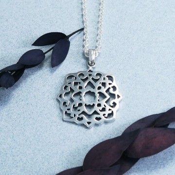 窗花 富貴窗(大) 925純銀項鍊-ART64