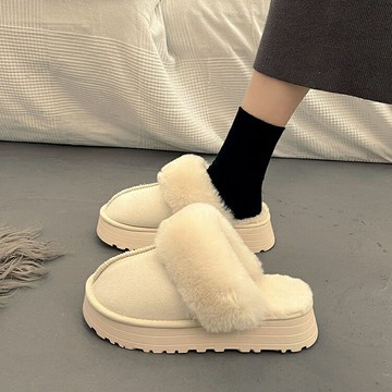 法式厚底包頭 ?? 半拖鞋 包頭拖鞋 輕便毛毛鞋 厚底麵包鞋 毛毛半拖鞋女 厚底半拖鞋 休閒半拖鞋 面包棉鞋