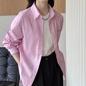 [巴黎精品] 現貨+預購 高級法式寬鬆襯衫上衣長袖罩衫T恤大碼百搭休閒女裝-復古粉色女上衣3色a1kt72