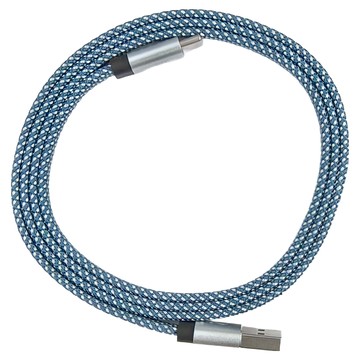 Magtame USB-A-Type-C 扁線款 磁性快收納充電傳輸線  1m  藍色  1條