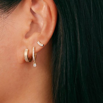 s925銀歐美風微鑲鋯石潮流耳環耳圈 易扣耳環 通勤耳環