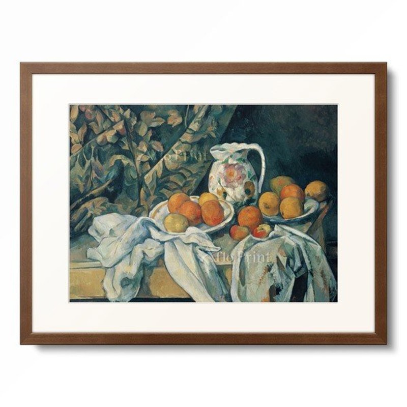 ポール・セザンヌ Paul Cezanne 「Still Life with Fruit and Curtain ...