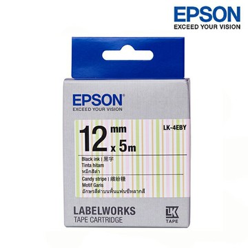 EPSON LK-4EBY 繽紛糖果黑字 標籤帶 Pattern花紋系列 (寬度12mm) 標籤貼紙