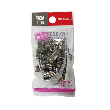 【SDI 手牌】15mm 銀色 長尾夾 OPP袋 隨手包 15支入 / 袋 0237D