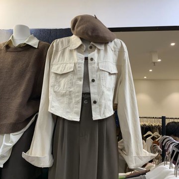 2025年韓國東大門春夏韓版通勤簡約小清新文藝淑女百搭牛仔外套女