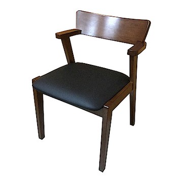 AS DESIGN雅司家具-Betsy胡桃色黑皮面實木餐椅-49.5x48.5x78cm