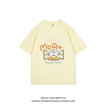 夏季舒適休閑百搭寬松純棉短袖T 女生上衣 慵懶風 男生短袖 oversize寬鬆 韓版短T 圓領半袖 上衣女