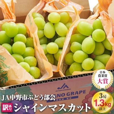 ふるさと納税 中野市 訳ありシャインマスカット3房1.3kg以上　ご自分へのご褒美　JA中野市から産直