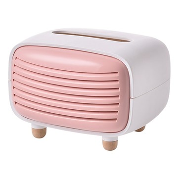 小麥購物 復古收音機造型面紙盒 L2174  北歐粉  1個