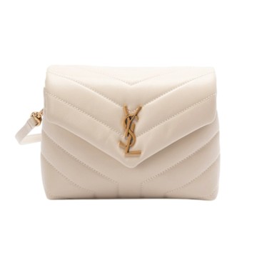 YSL SAINT LAURENT Toy Loulou Monogram 金色金屬 斜背包 肩背包 白色 678401