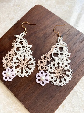 精緻手工梭織耳環 Tatting earrings 耳針 耳鈎 耳環 梭織 編織