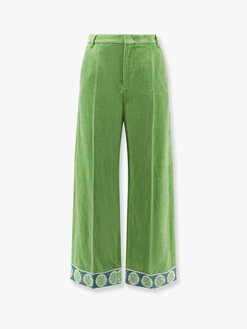 Washed cotton and linen trouser with jacquard bottom - VALENTINO - gender_Man