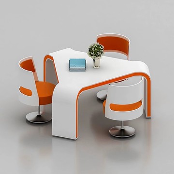 可開票 超低價 免運 烤漆談判桌小型休閑接待洽談桌展廳售樓三角形辦公室會議桌椅組合 快速發貨