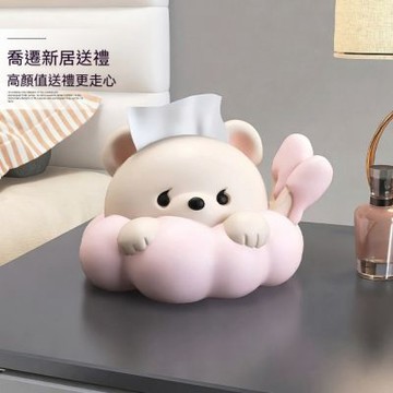 創意熊紙巾盒擺件 客廳餐桌玄關酒櫃家居裝飾品 餐巾紙抽盒子擺飾