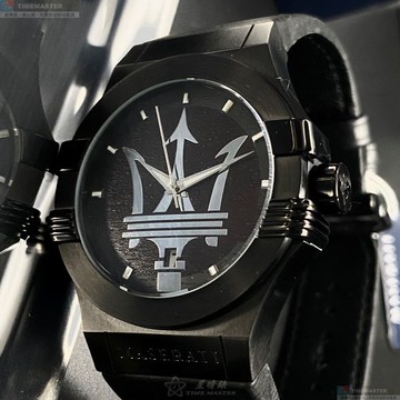 [星晴錶業]MASERATI手錶,42mm,R8851108026深咖啡錶面黑錶殼深黑色真皮皮革錶帶款