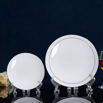 德化白瓷西餐盤牛排盤家用烤箱陶瓷盤釉下彩餐具菜盤子吐骨碟平盤