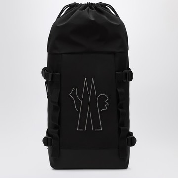 Black nylon backpack with logo