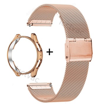 2合1 適用於 三星 Galaxy Watch 6 5 4 44mm 40mm 6 Classic 金屬錶帶 搭配保護殼