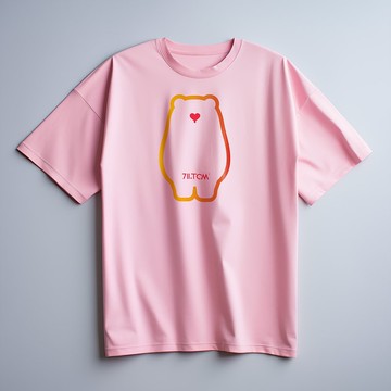 動物插畫T | 炫彩熊 | 粉紅色款印花T Shirt